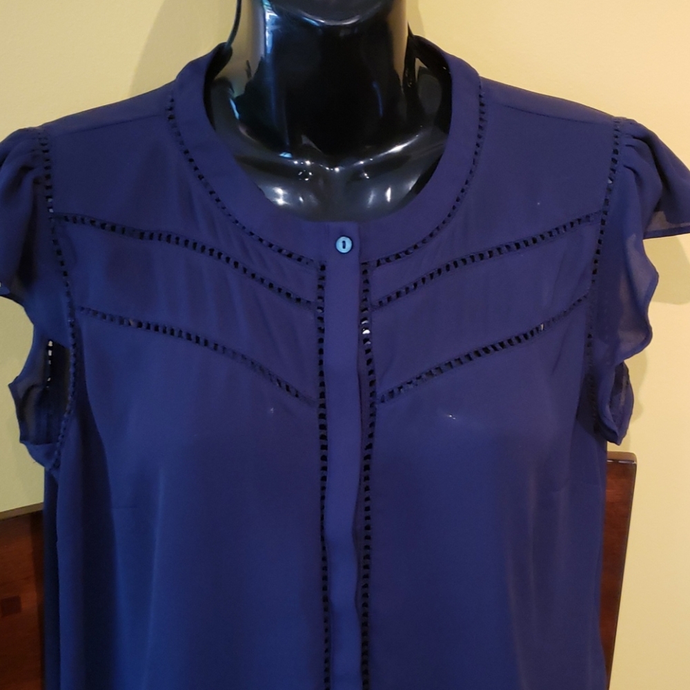 Navy short sleeve blouse